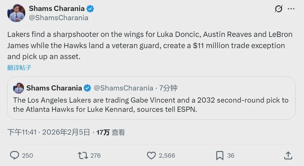 半岛体育app-2换1！湖人第一笔交易！NBA顶级射手来了